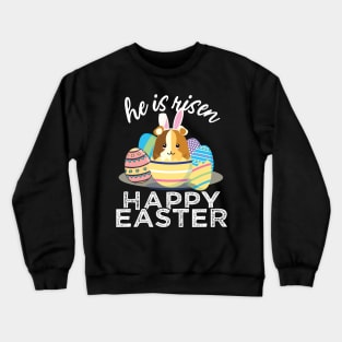 Cute Guinea Pig Hamster Bunny Ears Easter Egg Hunt Risen Crewneck Sweatshirt